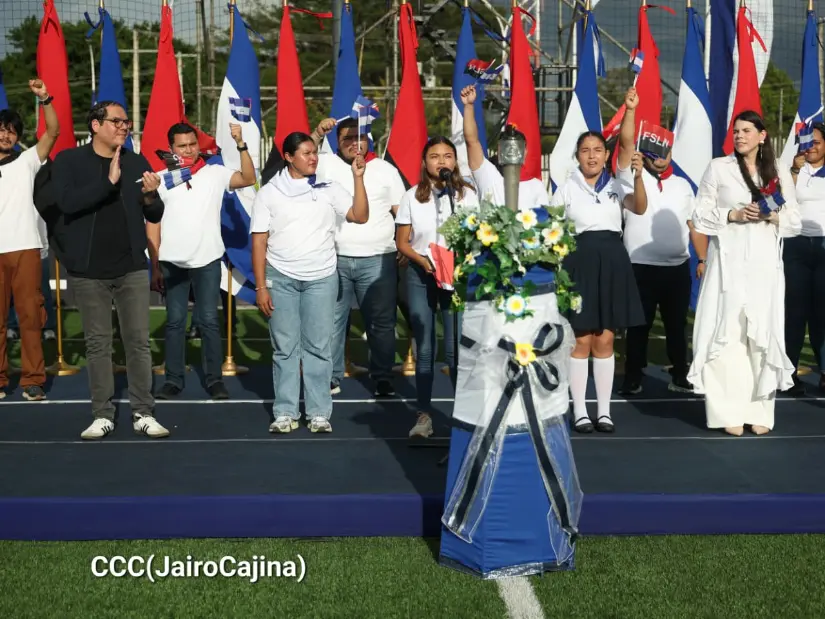 Acto de recibimiento de la Antorcha Centroamericana en Managua. Foto: Tomada de medios oficialistas.