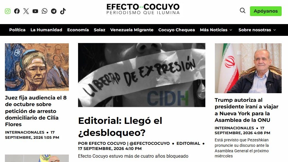 La oenegé de derechos digitales VE Sin Filtro verificó el acceso de 17 portales web en varios proveedores de internet. Captura de pantalla