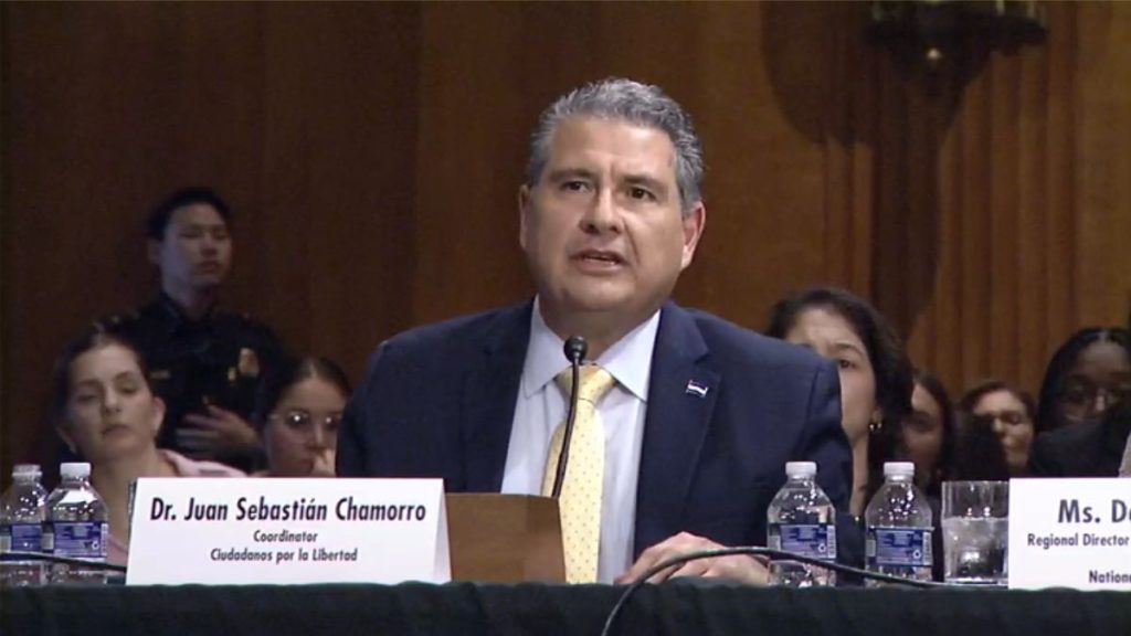El excarcelado político nicaragüense Juan Sebastián Chamorro. Captura de pantalla.