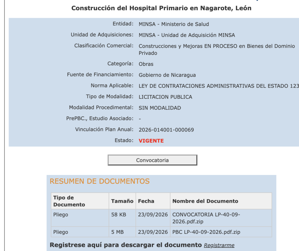 Lo que aparece en el Siscae.