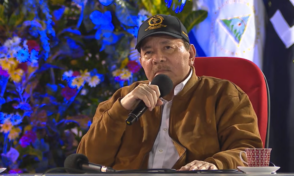 Daniel Ortega durante el discurso brindado este 2 de septiembre en el aniversario del Ejército de Nicaragua. Foto: Captura de Pantalla
