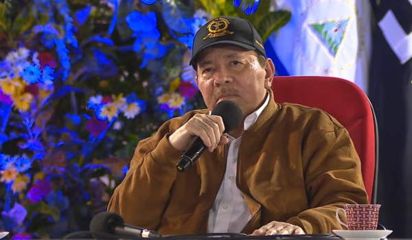 Daniel Ortega durante el discurso brindado este 2 de septiembre en el aniversario del Ejército de Nicaragua. Foto: Captura de Pantalla