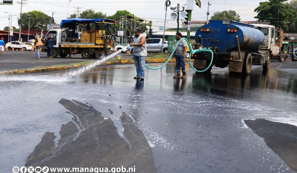 Obras de mejoramiento en la Pista Solidaridad en Managua. Tomada de la Alcaldía de Managua
