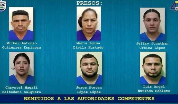 Seis personas acusadas de crimen organizado y transporte ilegal de estupefacientes, psicotrópicos y otras sustancias controladas en modalidad internacional. Foto: Policía Nacional