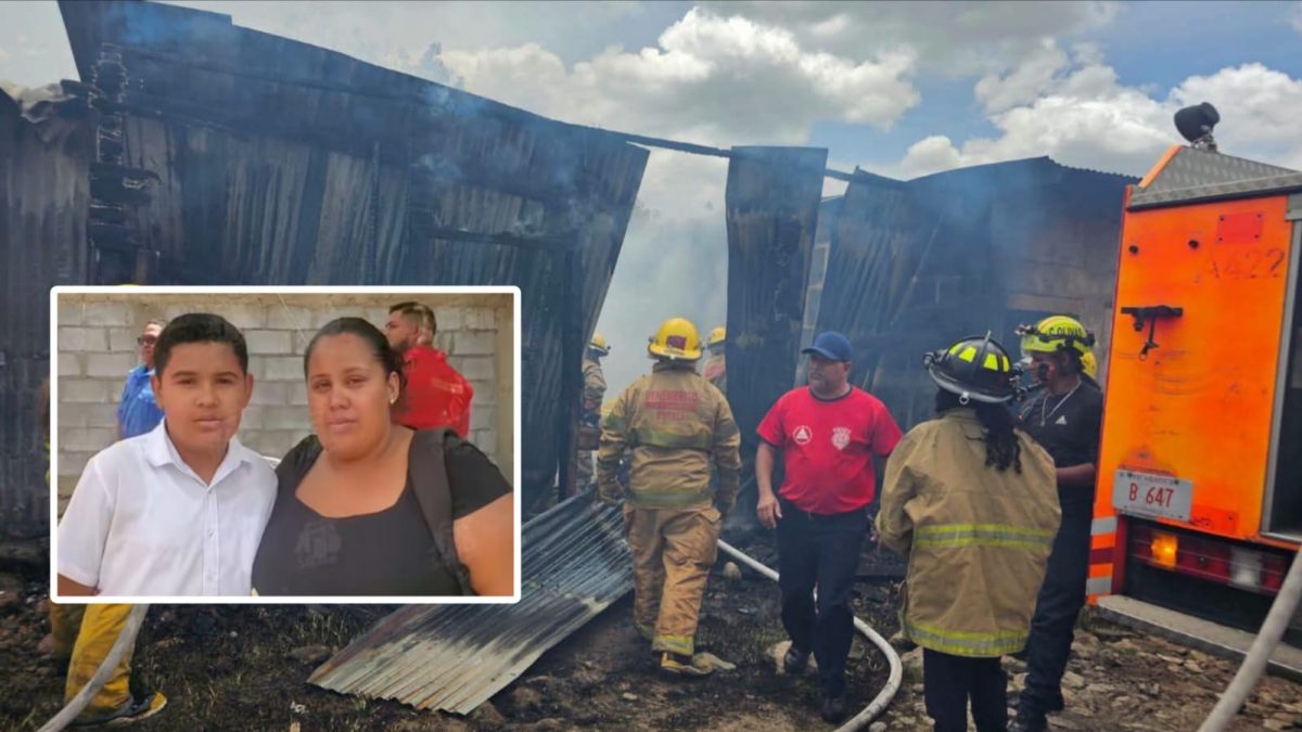 Nohelia Bellorín y su hijo de 13 años quedan en la calle tras incendio. Foto: Radio ABC Stereo/Facebook/Informativo 24/7 Jinotega.