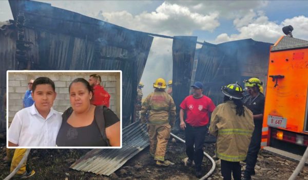 Nohelia Bellorín y su hijo de 13 años quedan en la calle tras incendio. Foto: Radio ABC Stereo/Facebook/Informativo 24/7 Jinotega.