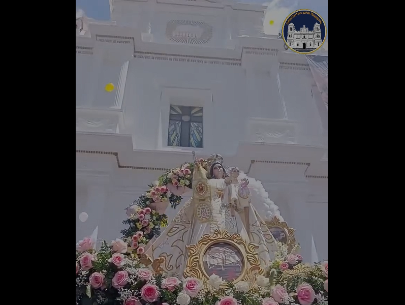 Imagen de Nuestra Señora de la Merced sale en procesión por las calles de Matagalpa. Foto: Captura de video.