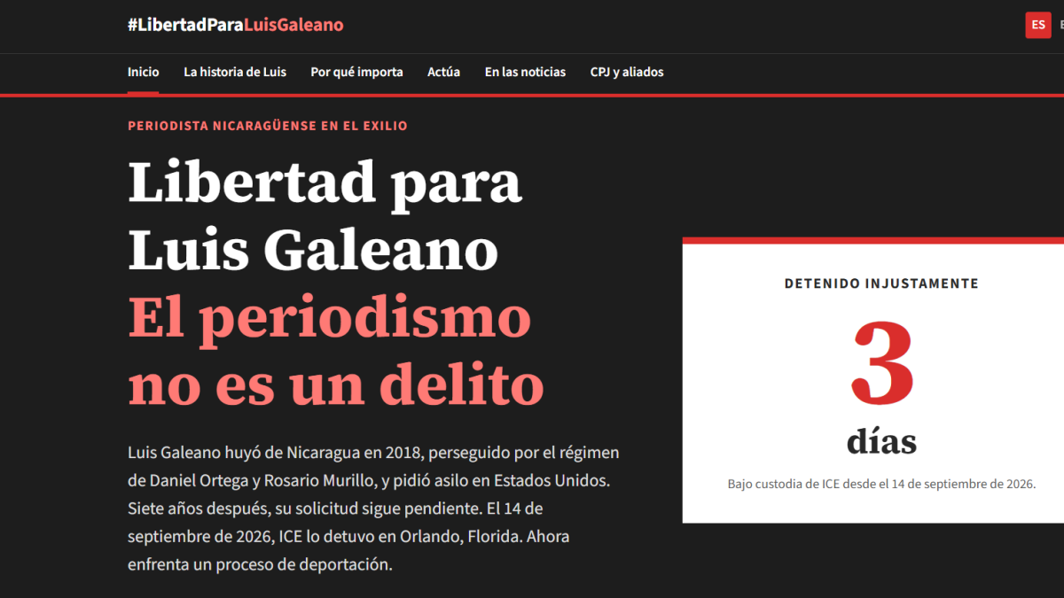 La página web lanzada en la campaña por la liberación de Luis Galeano. Foto: Captura de pantalla
