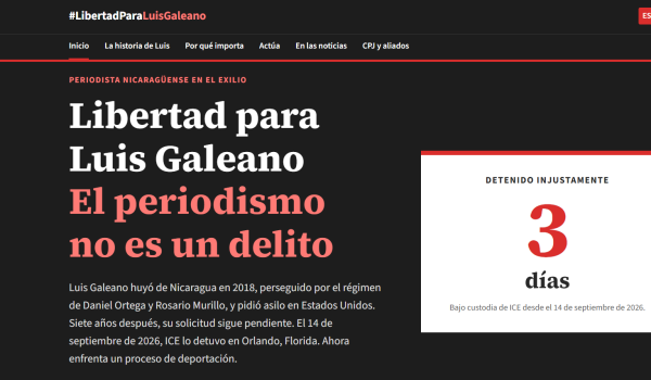 La página web lanzada en la campaña por la liberación de Luis Galeano. Foto: Captura de pantalla