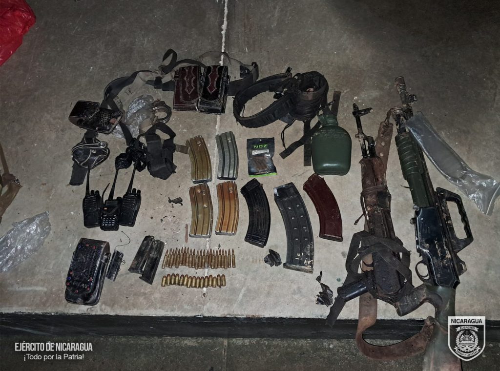 Armas incautadas por el Ejército de Nicaragua. Foto: Ejército de Nicaragua.