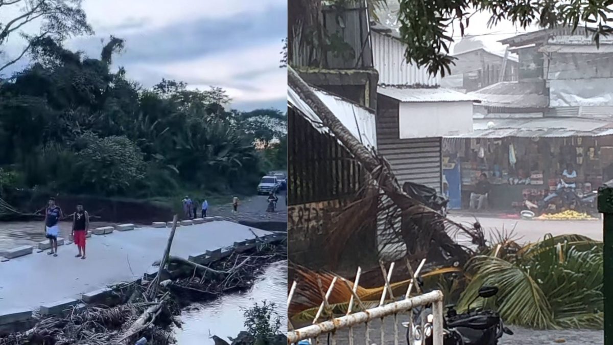 Lluvias causaron en el Caribe Norte de Nicaragua caída de árboles, deborde de ríos y colapso de puentes de paso vehícular. Foto: Tomadas de redes sociales.