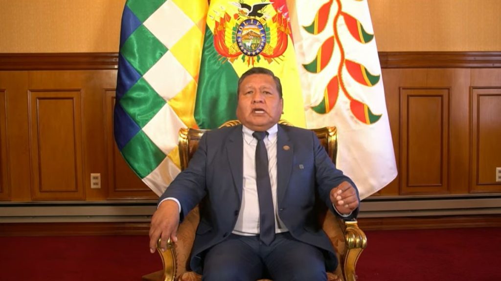 El canciller de Bolivia, Héctor Huanca Gutiérrez, en un video. Captura de pantalla.