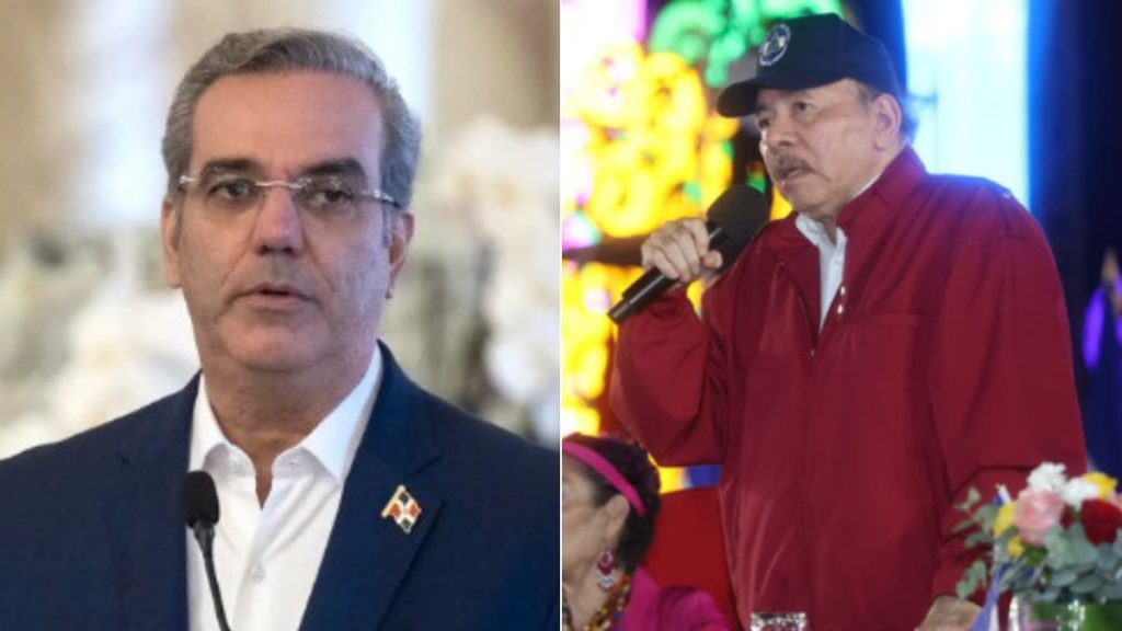 El presidente de República Dominicana, Luis Abinader y el dictador de Nicaragua, Daniel Ortega.