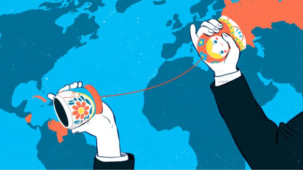Imagen ilustrativa sobre la investigación “Altavoces del Kremlin y Minsk en Latinoamérica: cuatro años de desinformación y silencios”. Tomada de El Toque.