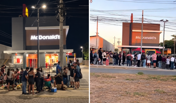 Filas en las afueras de la sucursal McDonald's en Huembes que inaugura hoy. LA PRENSA / TOMADO DE REDES SOCIALES