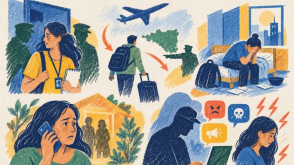 Periodistas nicaragüenses perseguidos y acosados dentro y fuera de Nicaragua. Imagen ilustrativa tomada del informe de FLED.