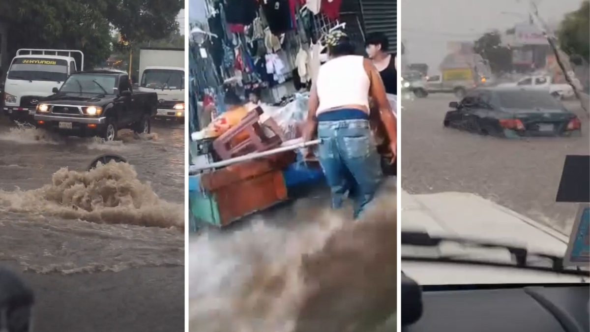 Lluvias causaron anegaciones en comercios, vehículos quedaron varados y colapso de drenaje. Foto: Capturas de video.