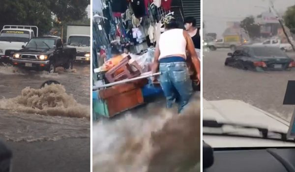 Lluvias causaron anegaciones en comercios, vehículos quedaron varados y colapso de drenaje. Foto: Capturas de video.