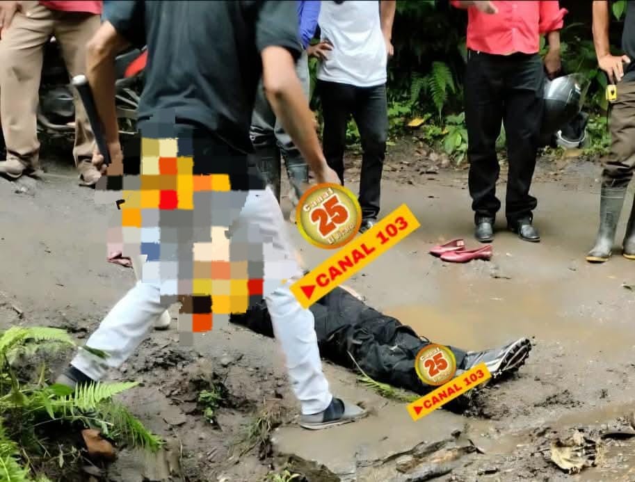El cuerpo de José María Rayo tras recibir varios impactos de bala que acaban con su vida. Foto: Canal 25 El Jícaro/Facebook.