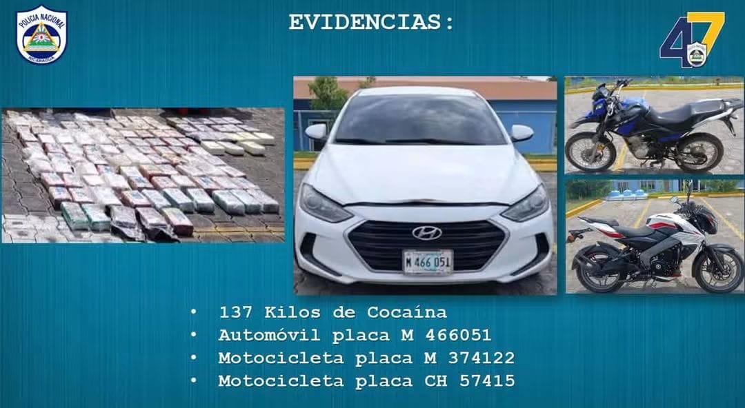 Incautación de hecha por la Policía Nacional a una banda de narcotraficantes en Nindirí. Foto: Policía Nacional.