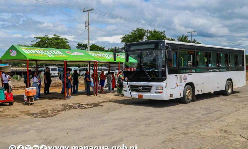Paradas provisionales que se ubicaron en los tramos dos y tres de la Pista Héroes y Mártires de la Insurrección en Managua. Alcaldía de Managua